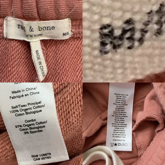 Rag and Bone City Terry Sweatpant Jogger M Mauved Out Pink Logo Pull On Hi-Rise - Picture 4 of 13